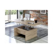 Table basse réhaussable et extensible Phenix Chene sonoma - 47 x 80 x 80cm - Basika