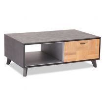 Table basse 2 abattants Sentosa Gris anthracite/chene - 45 x 120 x 75cm - Basika