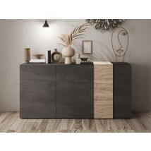 Buffet 3 portes Venus gris graphite/chene kadiz - Buffet - Basika