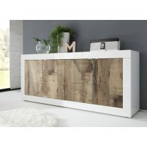 Buffet 4 portes Costa blanc brillant/poirier - Buffet - Basika