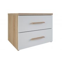 Chevet Selena 2 Chene brossé/blanc - 40 x 50 x 42cm - Basika