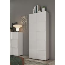 Armoire 2 portes Damier meuble d'entrée laqué blanc Blanc brillant - 187 x 78 x 31cm - Basika