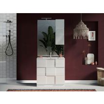 Meuble salle de bain 3 tiroirs Damier Blanc brillant - 86 x 82 x 47cm - Basika