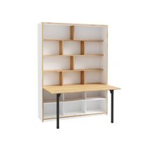 Bureau et table rabattable Room Blanc/chene - 215 x 159 x 42cm - Basika