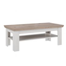 Table basse Iloppa Chene neige/chene sonoma - 45 x 121 x 61cm - Basika