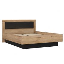 Lit coffre. Dalate Chene artisan/noir - 98.5 x 166 x 206cm - Basika