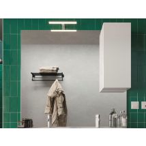 Miroir avec led et 1 colonne Victoria salle de bain Blanc brillant - 110 x 100 x 18cm - Basika