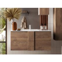 Meuble de salle bain 2 tiroirs suspendu Venus Chene mercure - 53 x 101 x 47cm - Basika
