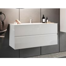 Meuble de salle bain 2 tiroirs suspendu Start Blanc brillant - 53 x 63 x 47cm - Basika