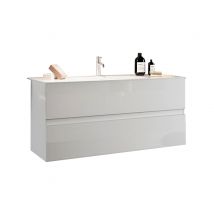 Meuble de salle bain 2 tiroirs suspendu Start Blanc brillant - 53 x 101 x 47cm - Basika