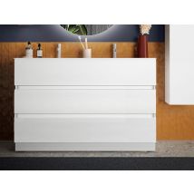 Meuble de salle bain 3 tiroirs Start Blanc brillant - 86 x 122 x 47cm - Basika