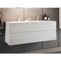 Meuble de salle bain 2 tiroirs suspendu Start Blanc brillant - 53 x 122 x 47cm - Basika