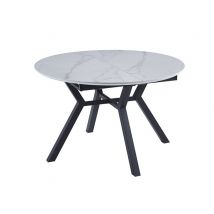 Table de repas ronde extensible Ginger Noir/marbré blanc - Basika