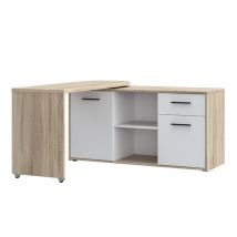 Bureau extensible Aliklia Chene sonoma/blanc - 74 x 144 x 50cm - Basika