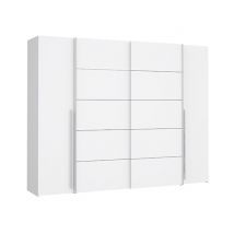 Armoire 2 portes coulissantes+ battantes Narago Blanc - 210 x 200 x 61cm - Basika