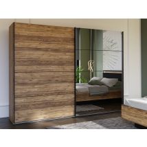 Armoire 2 portes coulissantes Hayato chambre à coucher Chene riviera - 210 x 220 x 61cm - Basika