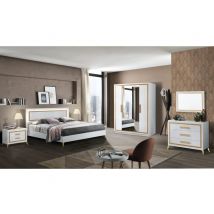 Chambre complète Gold chambre à coucher Blanc brillant/doré - Basika