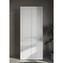 Armoire 2 portes Costa meuble entrée laqué blanc brillant - Basika