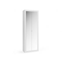 Armoire 2 portes miroirs Costa meuble entrée laqué blanc brillant - Basika