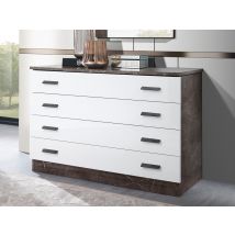 Commode Iris Blanc brillant/marbré gris foncé - 71 x 108 x 41cm - Basika