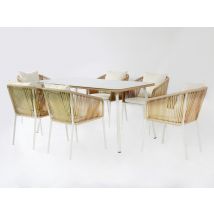 Table + 6 chaises Rocca Blanc/beige - Basika
