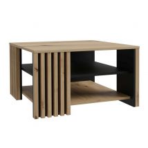 Table basse Cardigan Noir/chene artisan - 45 x 80 x 80cm - Basika