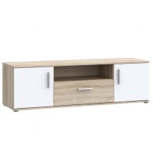 Meuble tv Ikoli Chene sonoma/blanc - 44 x 145 x 42cm - Basika