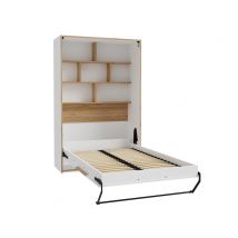 Lit rabattable Room Blanc/chene - 215 x 138 x 57cm - Basika