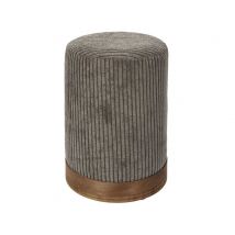 Pouf cotelé Scott Taupe/bois - Basika