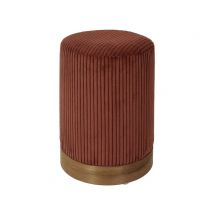 Pouf cotelé Scott Terracotta/bois - Basika