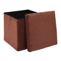 Pouf cotelé Scott carré Terracotta - Basika