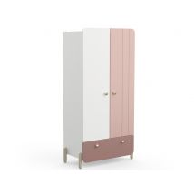 Armoire 2 portes Jade Rose mat/blanc mat - 188 x 95 x 51.5cm - Basika