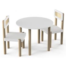 Set table+2 chaises Ochna Blanc mat/chene - Basika