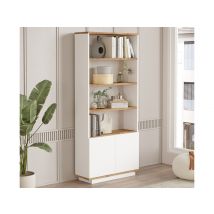 Bibliothèque Alessia Blanc mat/pin - 169 x 75 x 27cm - Basika