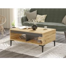 Table basse Gisella Gris anthracite/pin - 40.5 x 90 x 60cm - Basika