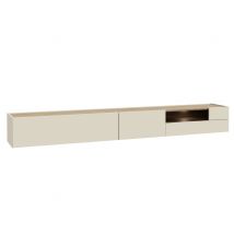 Meuble tv suspendu Lewisville Grège/chene - 32 x 270 x 41cm - Basika