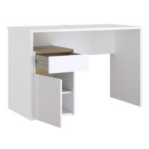 Bureau 1 porte tiroir Modultruck Blanc/chene artisan - 72.5 x 110 x 53cm - Basika