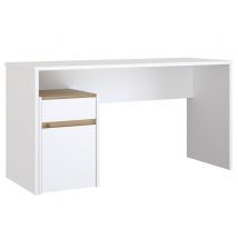Bureau 1 porte tiroir Modultruck Blanc/chene artisan - 72.5 x 140 x 53cm - Basika