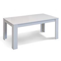 Table de repas extensible Silver Gris marbré brillant/argent - 90 x 160 x 42cm - Basika