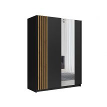 Armoire 2 portes coulisantes Bayadero Noir - 199 x 200 x 64cm - Basika