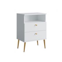 Chevet 2 tiroirs High Blanc - 69.5 x 50 x 34cm - Basika