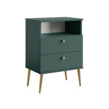 Chevet 2 tiroirs High Vert - 69.5 x 50 x 34cm - Basika
