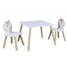 Set table + 2 chaises Lily Blanc/bois - Basika
