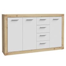 Buffet 3 portes 4 tiroirs Baccio chene artisan / blanc mat - Buffet - Basika