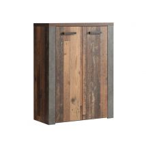 Meuble 2 portes Nelleke Bois vintage/gris - 119 x 86 x 42cm - Basika