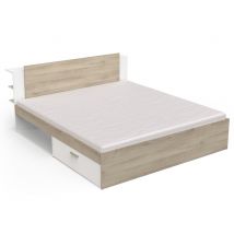 Lit avec environnement Pat Chene/blanc mat - 88 x 184 x 227cm - Basika