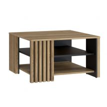 Table basse Joakimis Chene/noir - 45 x 80 x 80cm - Basika