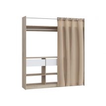 Dressing Lyttelton Chene sonoma/blanc mat - 200 x 180 x 42cm - Basika
