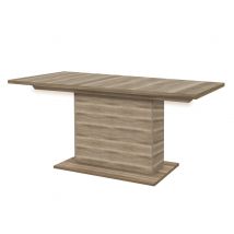 Table de repas extensible avec pied central Rossriver Chene antique - 76 x 160 x 90cm - Basika