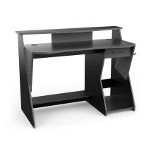 Bureau + surmeuble Skin Gris foncé/noir mat - 90 x 124 x 60cm - Basika